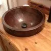 17‚Ä≥ Round Skirted Vessel Hammered Copper Sink