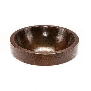 17‚Ä≥ Round Skirted Vessel Hammered Copper Sink