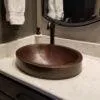 17‚Ä≥ Round Skirted Vessel Hammered Copper Sink