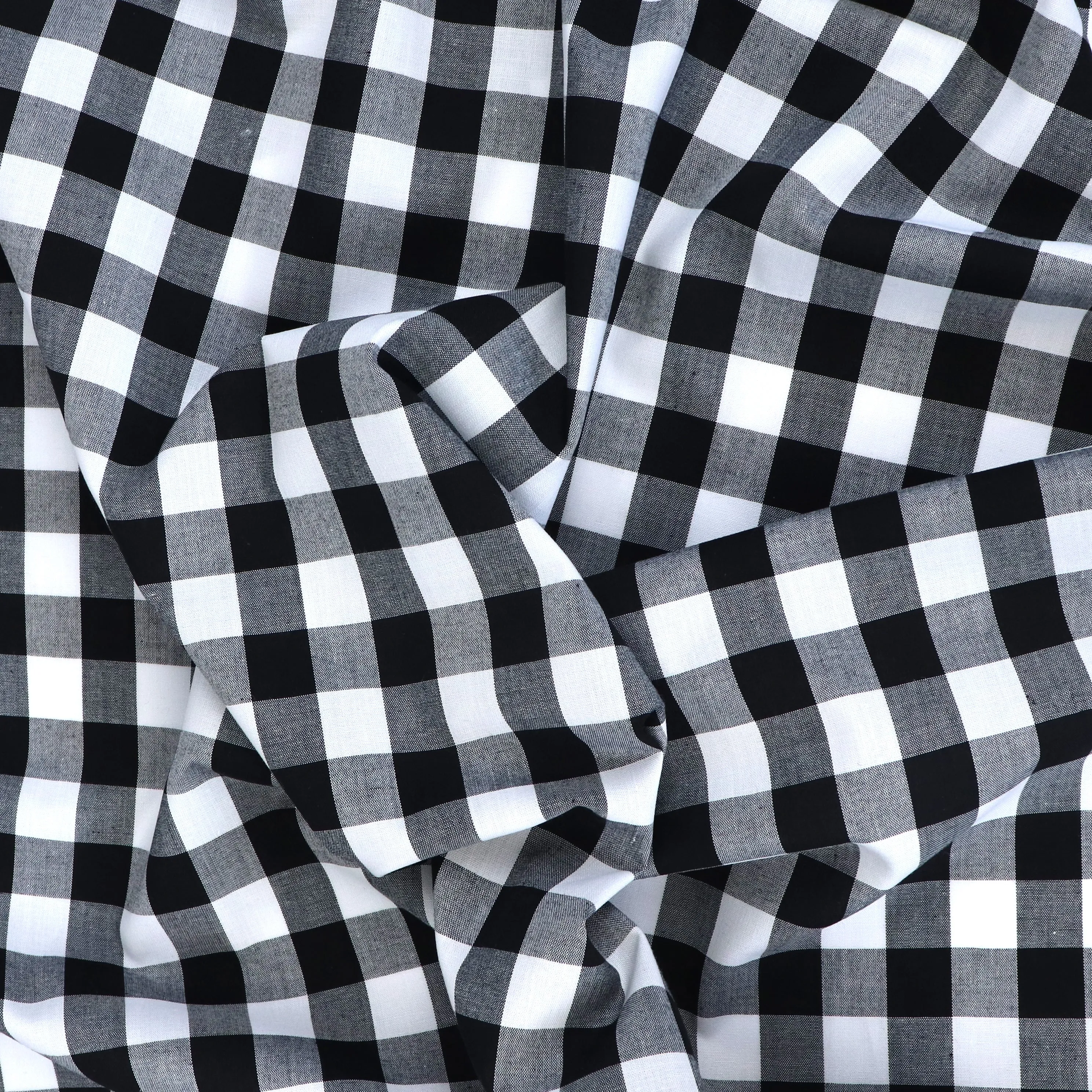 17mm Gingham Yarn Dyed Cotton - Black - END OF BOLT 53cm