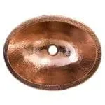 17" Compact Oval Skirted Vessel Hammered Copper Sink in Polished Copper