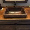 17" Rectangle Skirted Vessel Hammered Copper Sink