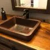 17" Rectangle Skirted Vessel Hammered Copper Sink