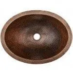 18‚Ä≥ Oval Skirted Vessel Hammered Copper Sink