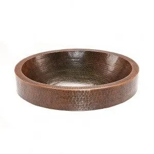 18‚Ä≥ Oval Skirted Vessel Hammered Copper Sink