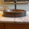 18‚Ä≥ Oval Skirted Vessel Hammered Copper Sink