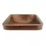 19‚Ä≥ Rectangle Skirted Vessel Hammered Copper Sink