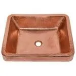 19" Rectangle Skirted Vessel Hammered Copper Sink in Polished Copper