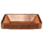 19" Rectangle Skirted Vessel Hammered Copper Sink in Polished Copper