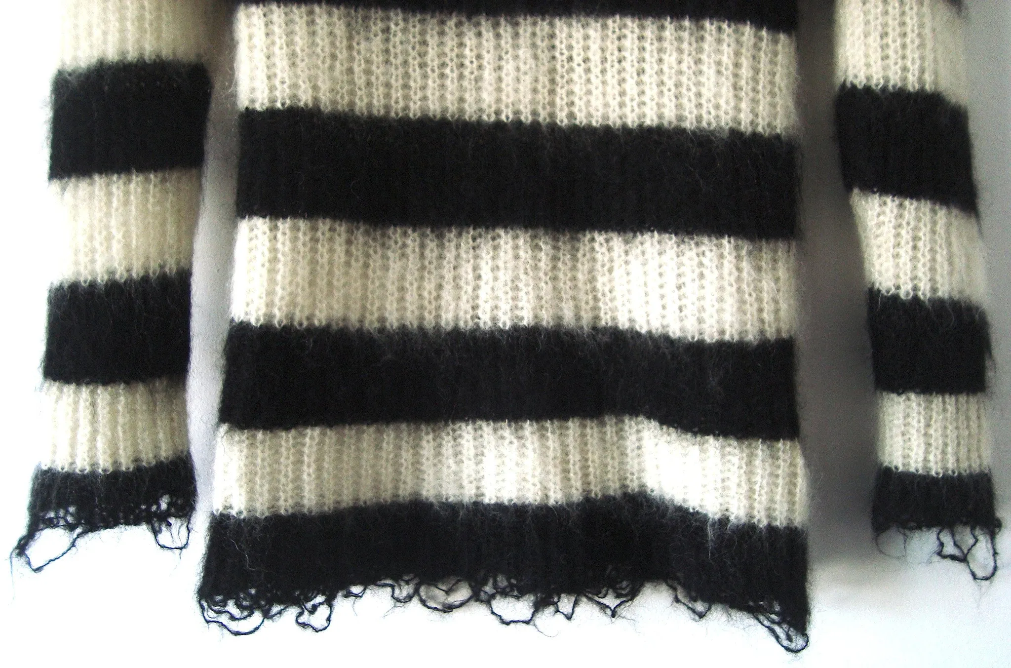 2011 Mohair-blend Striped Sweater with Frayed Details