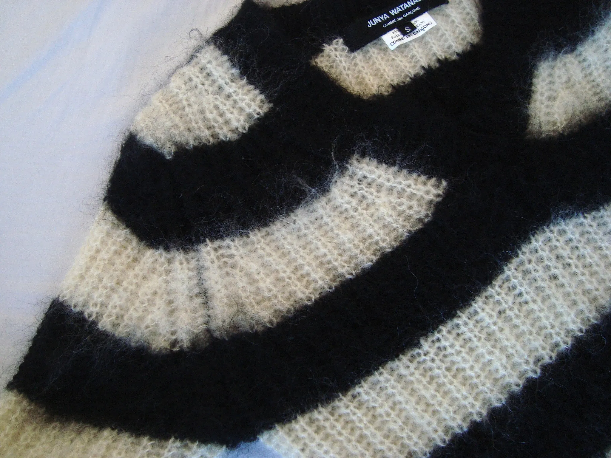 2011 Mohair-blend Striped Sweater with Frayed Details