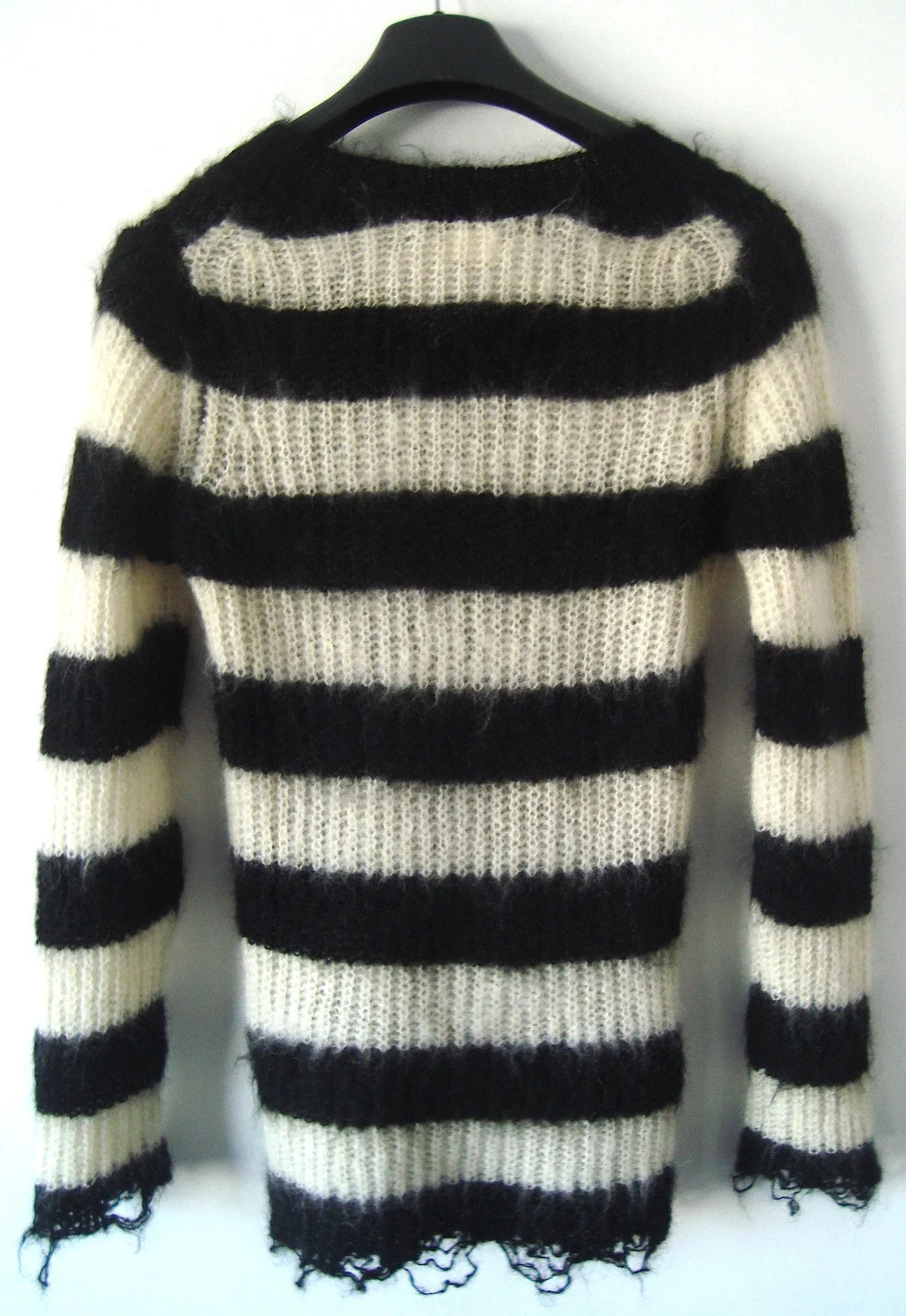 2011 Mohair-blend Striped Sweater with Frayed Details