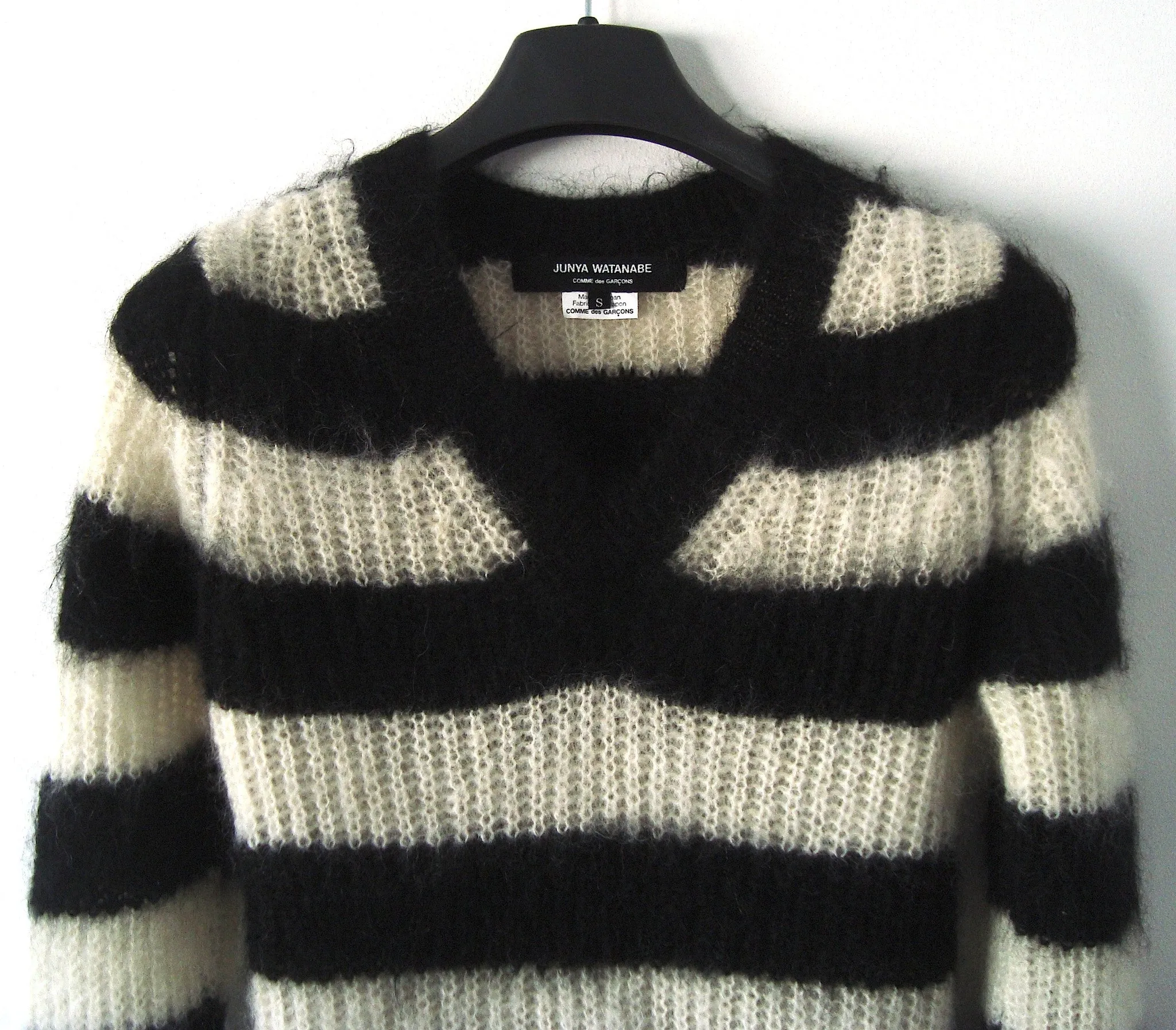 2011 Mohair-blend Striped Sweater with Frayed Details