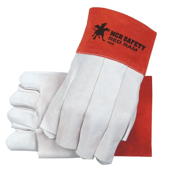 4808 MCR Safety Red Ram Welding Gloves, Small, Leather, White, Unlined