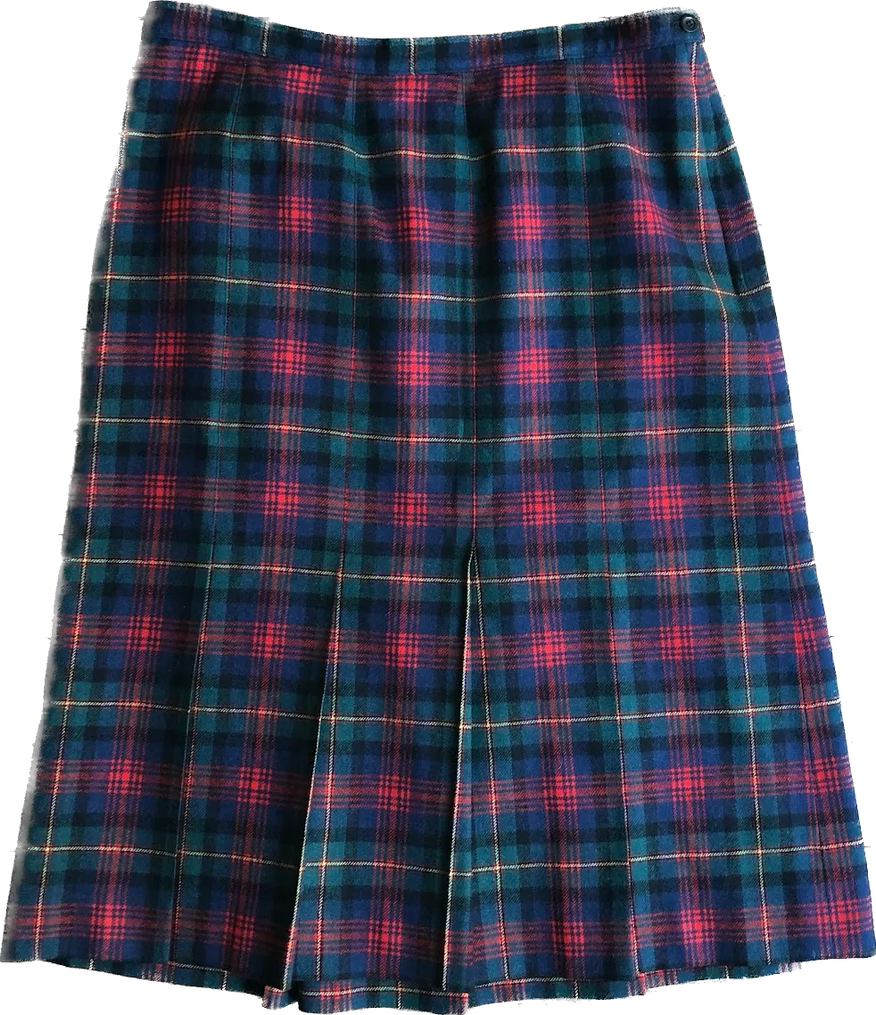 80s Pendleton Mac Lennon Wool Plaid Skirt     W35