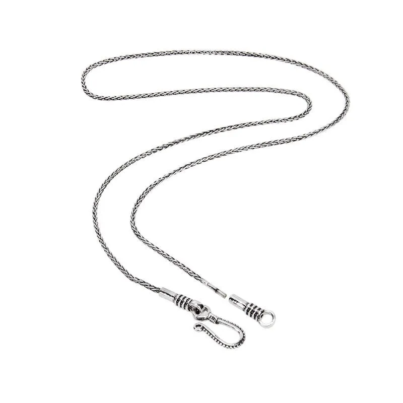 925 Sterling Silver Vintage Braided Sweater Chain Twist-off Detachable Men&#39;s and Women&#39;s Punk Jewelry Accessories