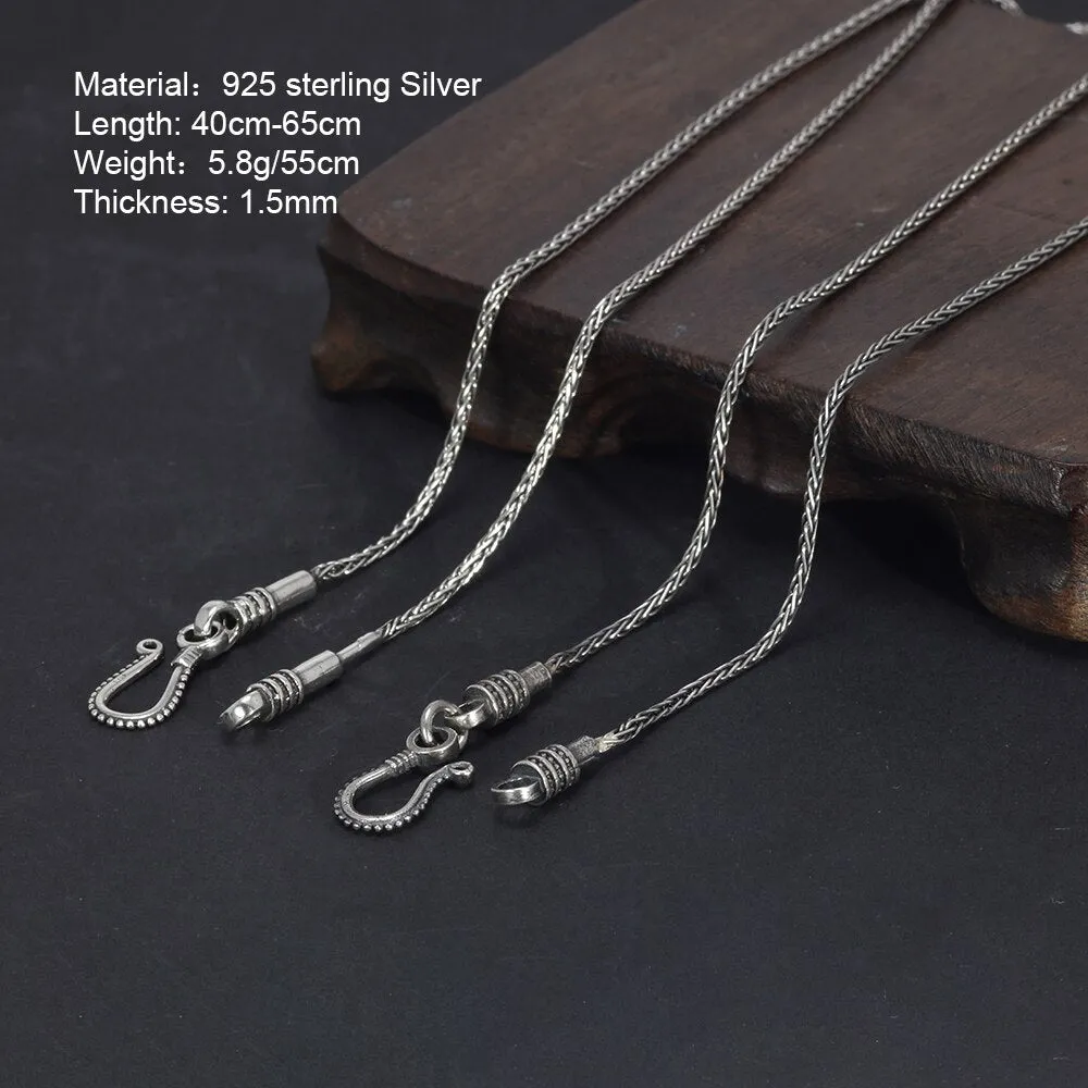 925 Sterling Silver Vintage Braided Sweater Chain Twist-off Detachable Men&#39;s and Women&#39;s Punk Jewelry Accessories