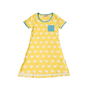 Adult's Yellow Hearts Short Sleeve A-Line Dress - 2 Left Size S & XL