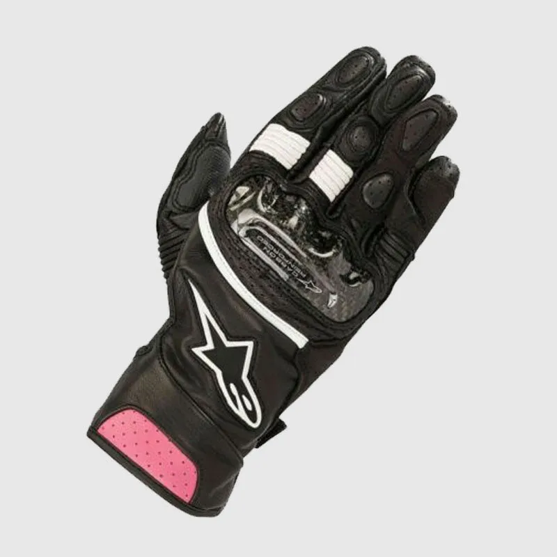 Alpinestars Stella SP-2 v2 Leather Mid Motorcycle Motorbike Gloves Black Fuchsia