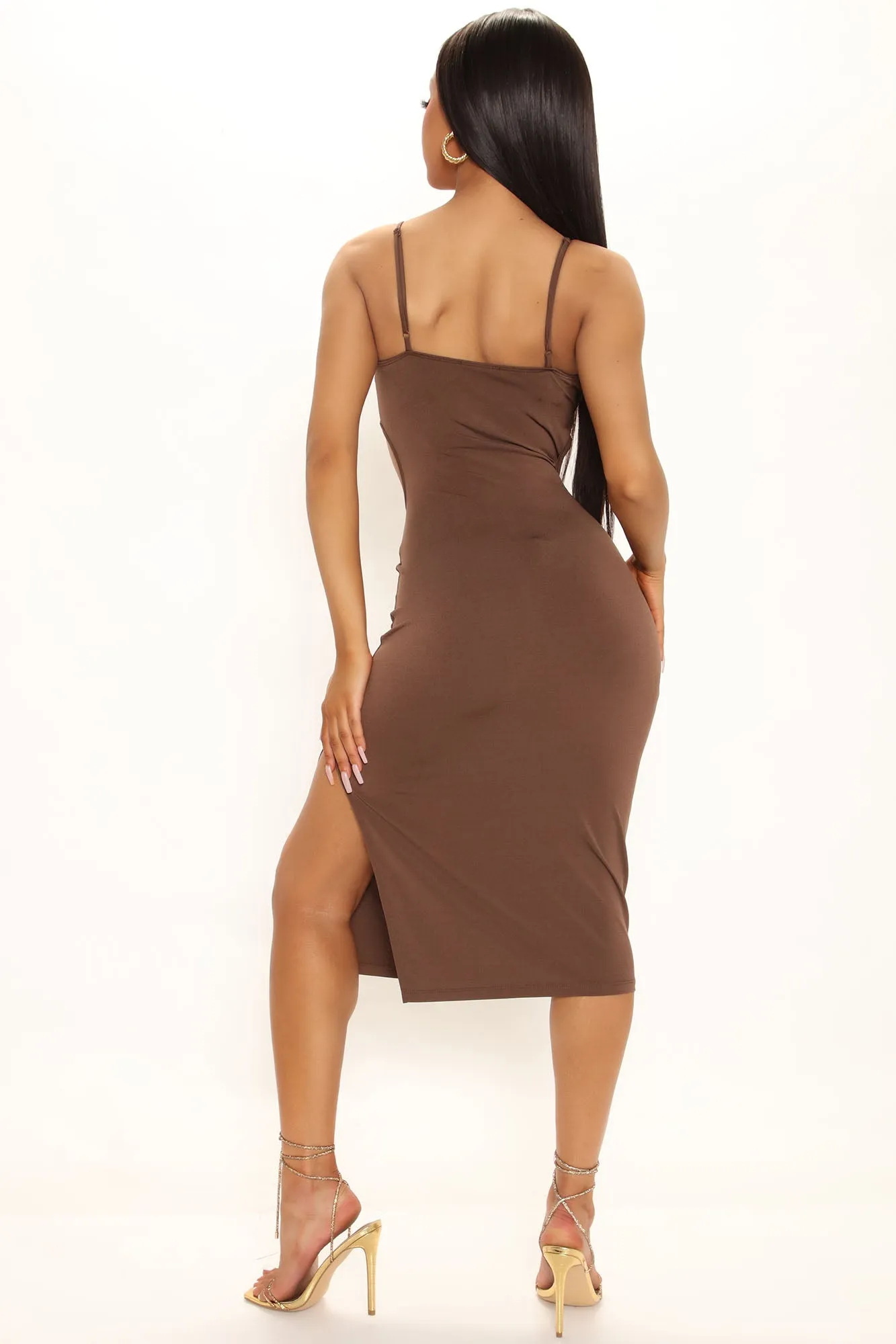 Analisa Cut Out Midi Dress - Chocolate