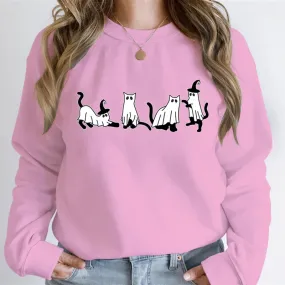 Autumn Ghost Cat Charming Graphic Comfortable Hoodie