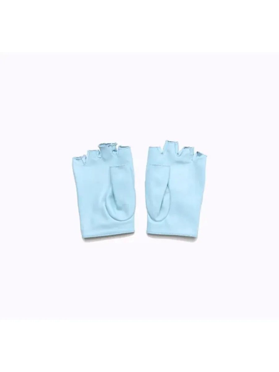 Baby Blue Voyage Fingerless Leather Driver Gloves