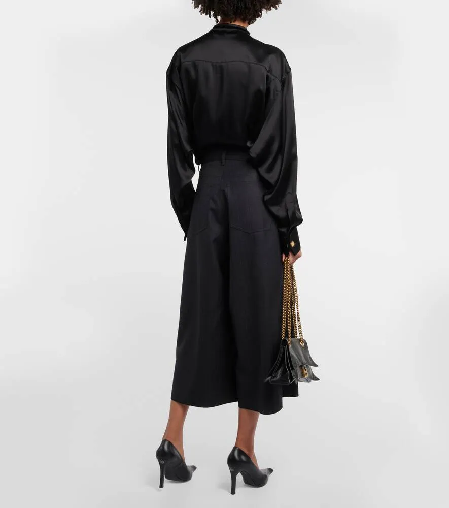 BALENCIAGA wool culottes, black