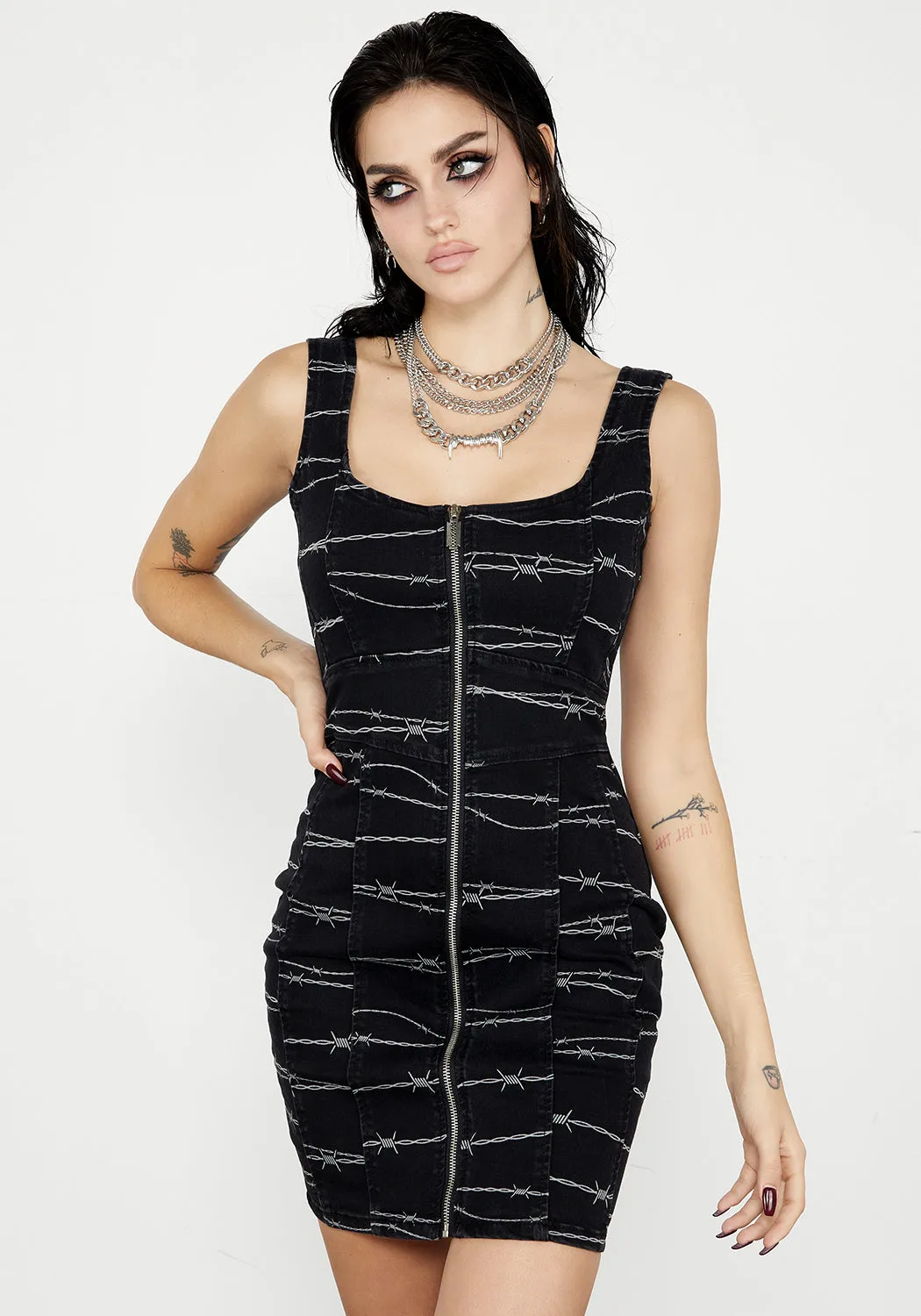 Barbed Denim Corset Dress