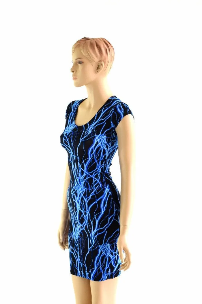 Blue Lightning Cap Sleeve Dress