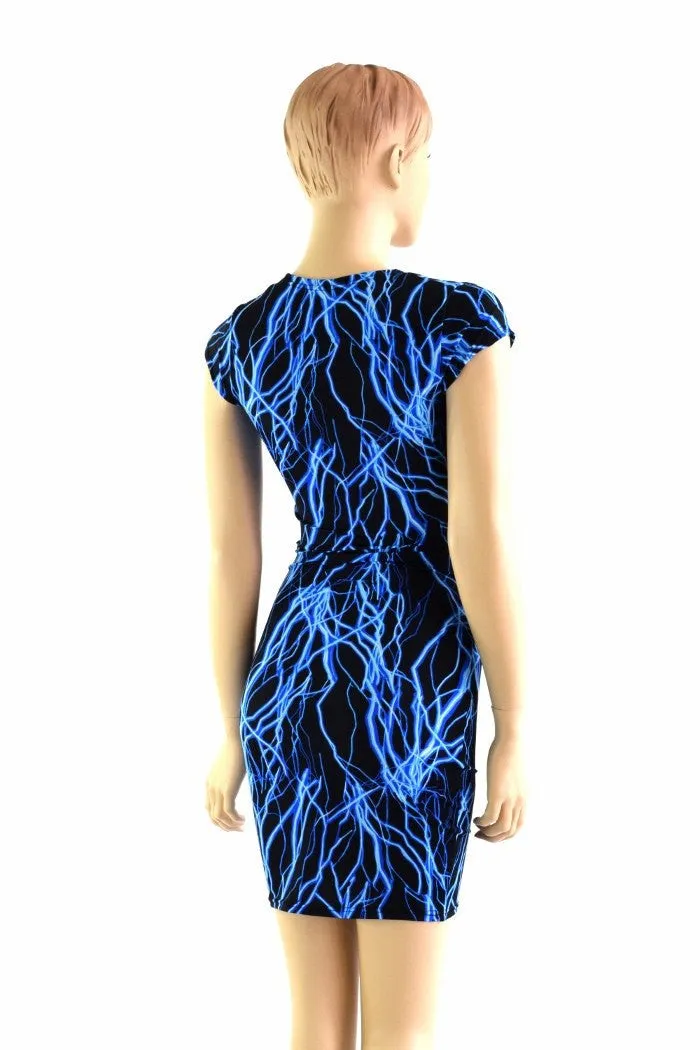 Blue Lightning Cap Sleeve Dress