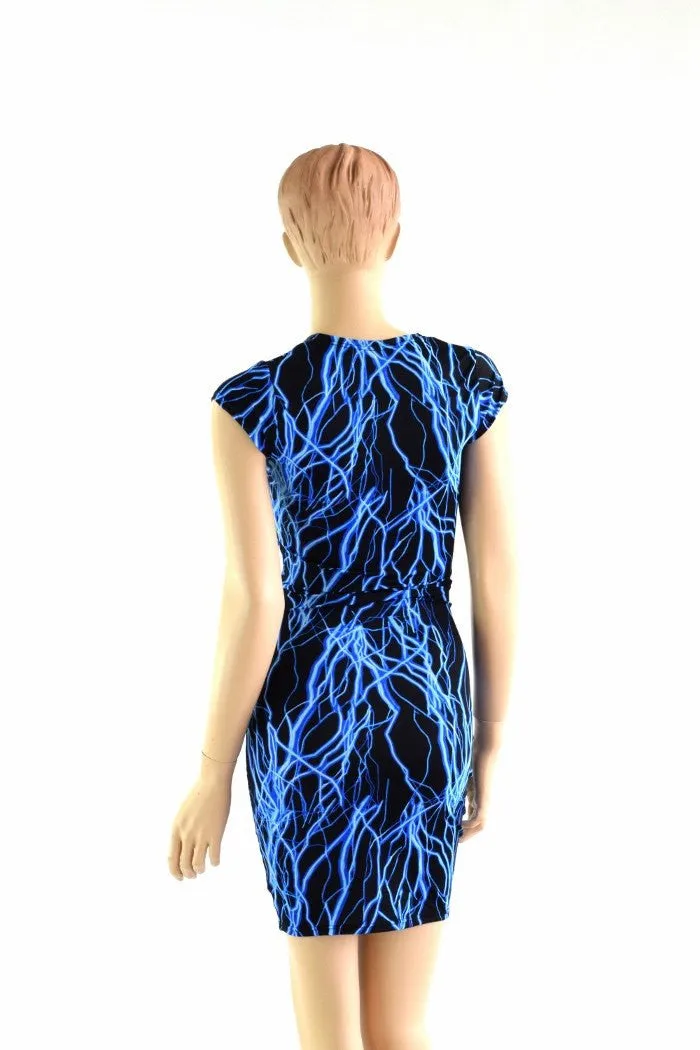 Blue Lightning Cap Sleeve Dress