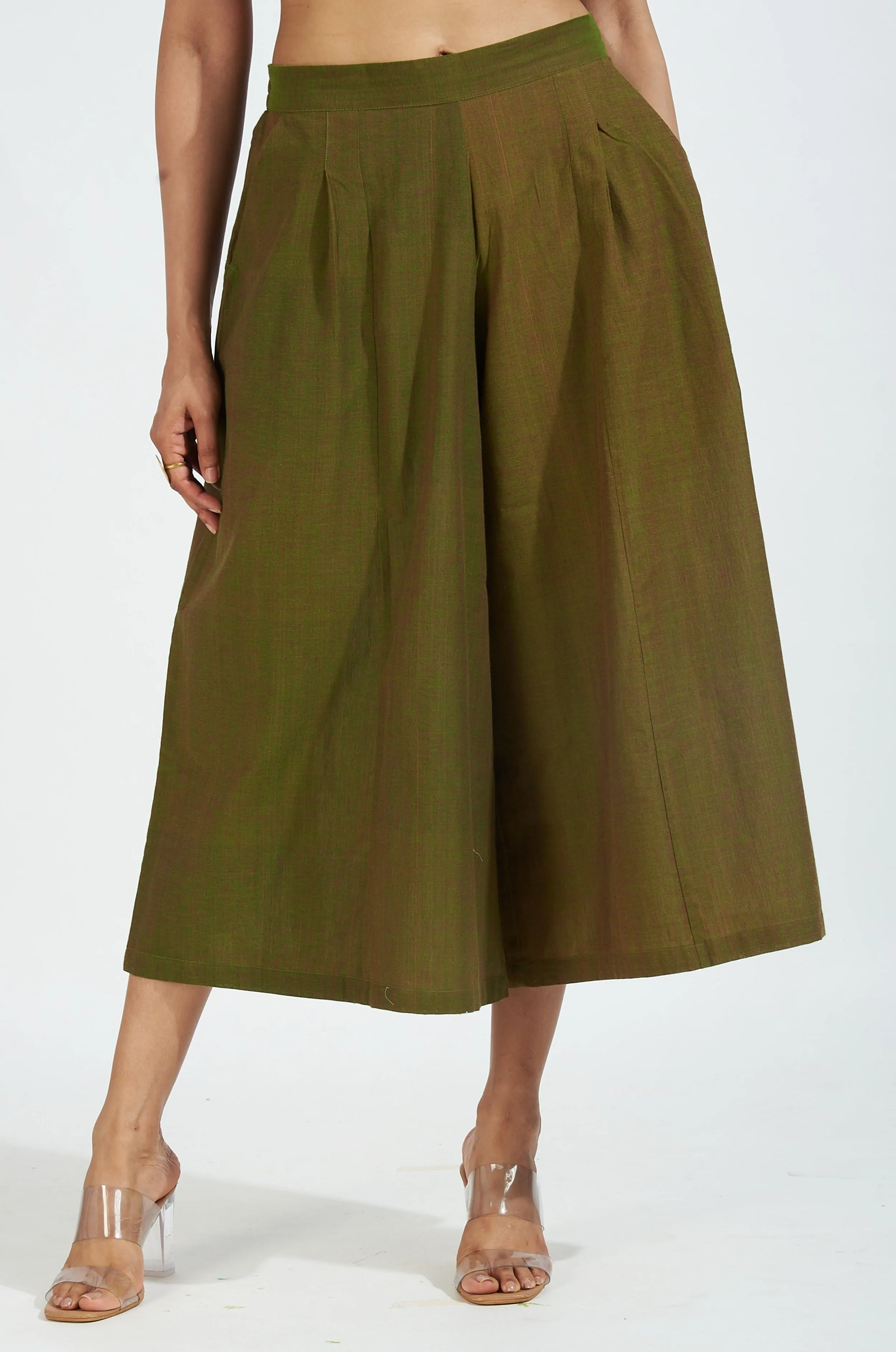 box pleated culotte - sap green