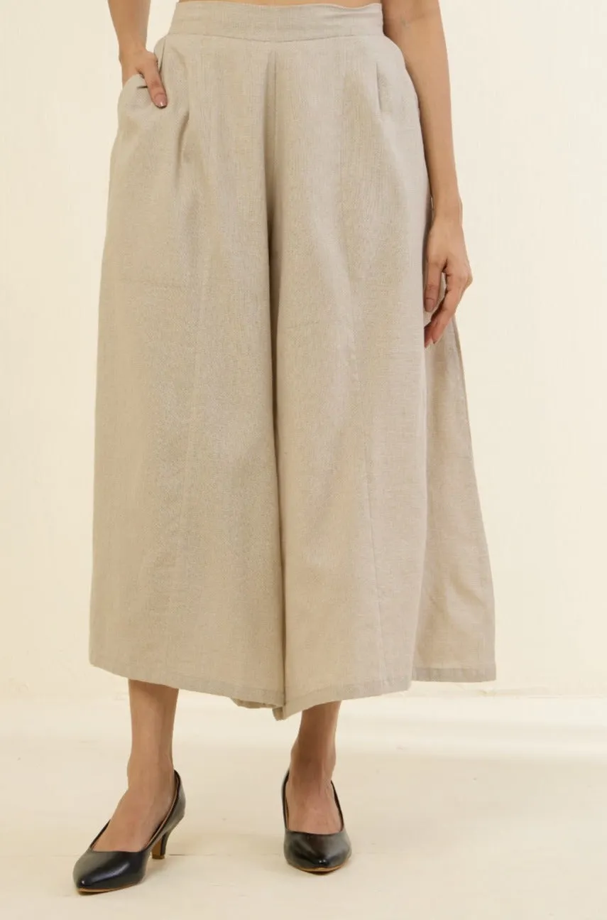 box pleated culotte - tinted beige