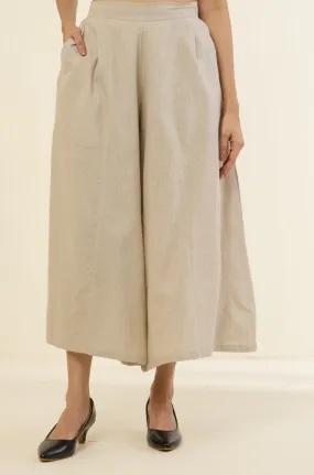 box pleated culotte - tinted beige