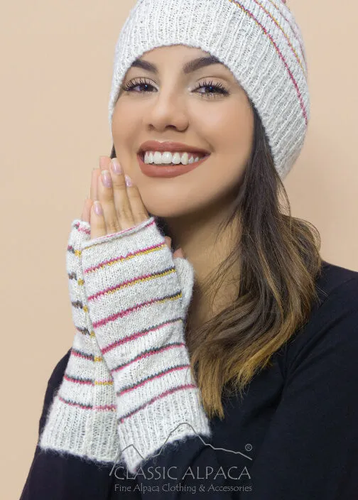 BRUSHED ALPACA STRIPED GLOVES