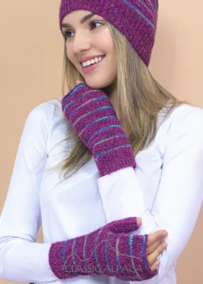 BRUSHED ALPACA STRIPED GLOVES