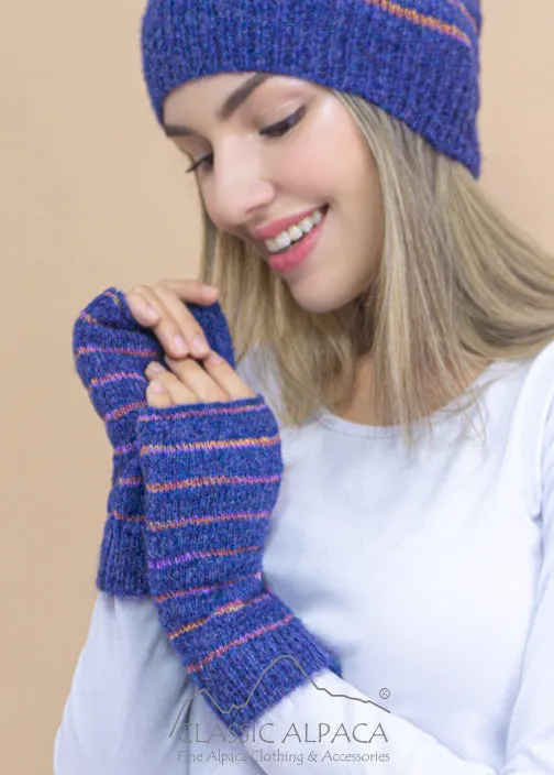 BRUSHED ALPACA STRIPED GLOVES