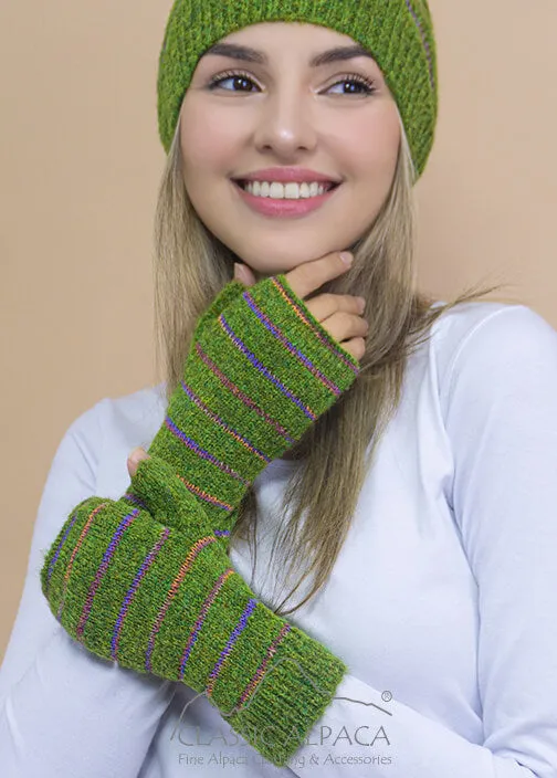 BRUSHED ALPACA STRIPED GLOVES