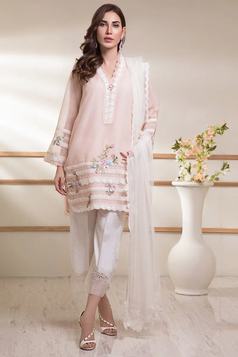 Casual Pret - Khadi Net Embroidered Shirt