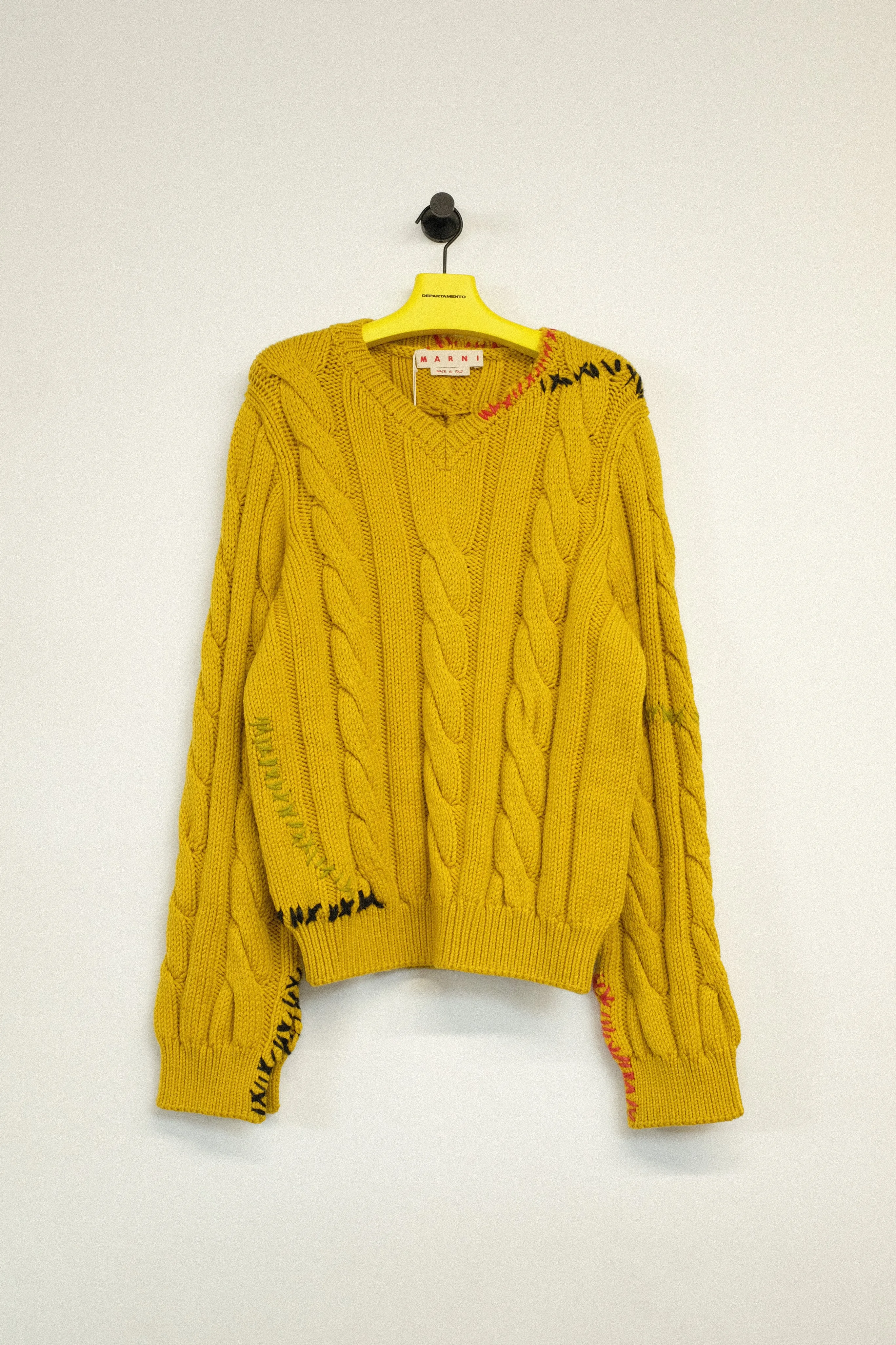 Cedar Yellow Cable Knit Punk Sweater