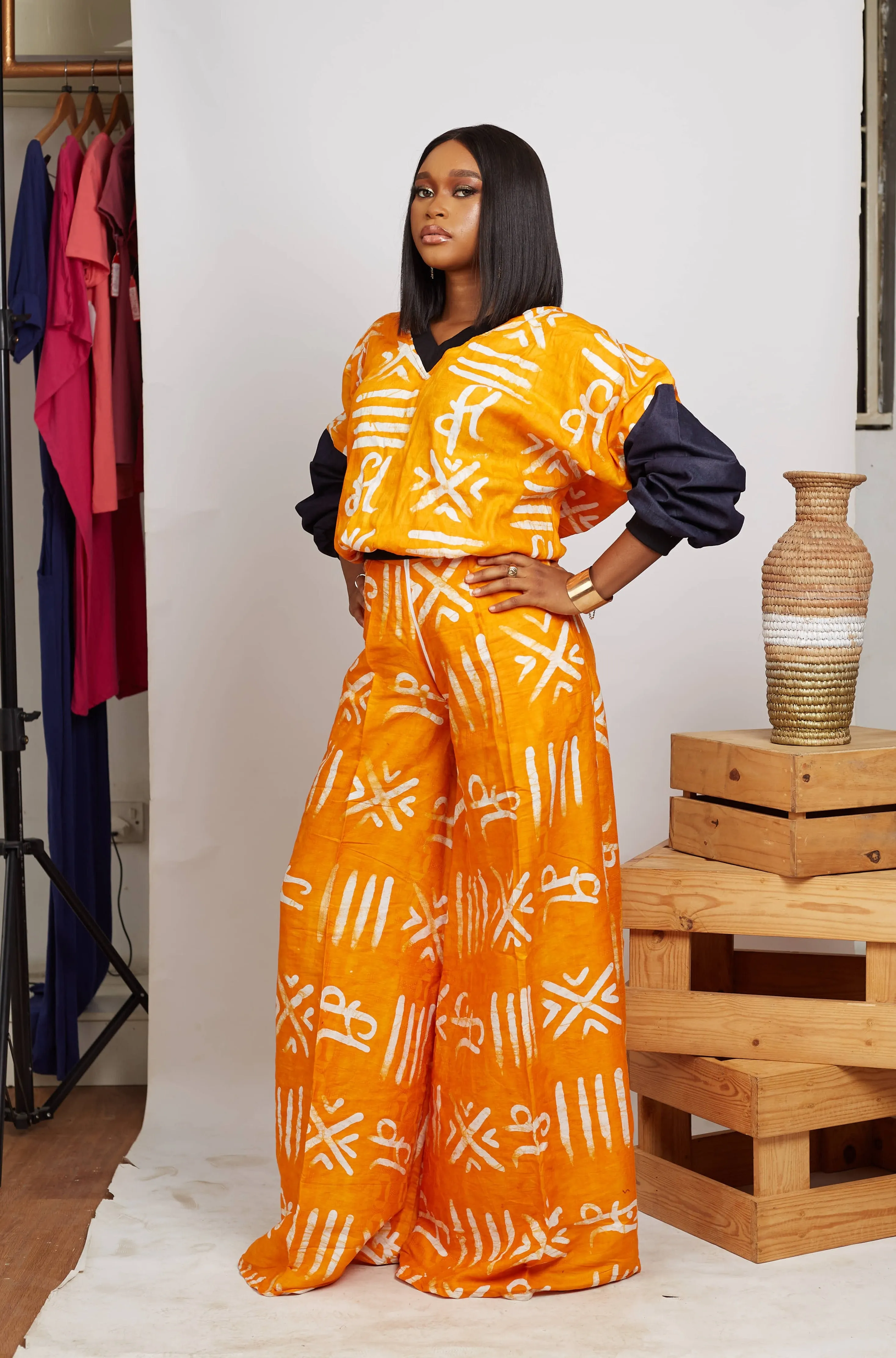 Chidiebere Adire culottes Set.