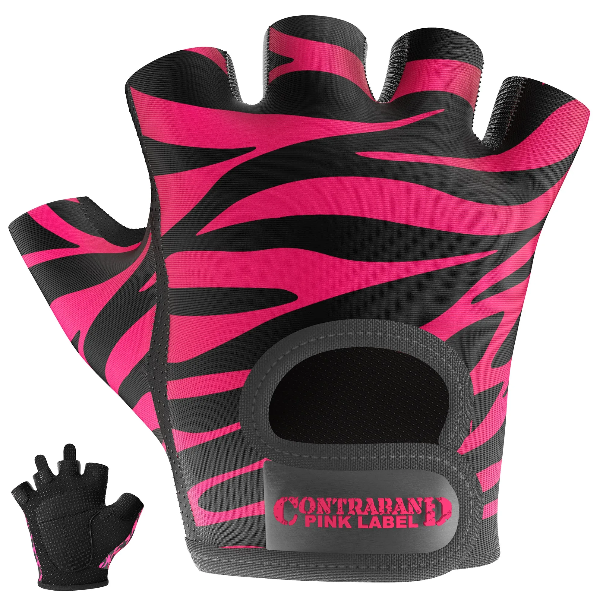 Contraband Pink Label 5277 Womens Design Series Zebra Print Lifting Gloves