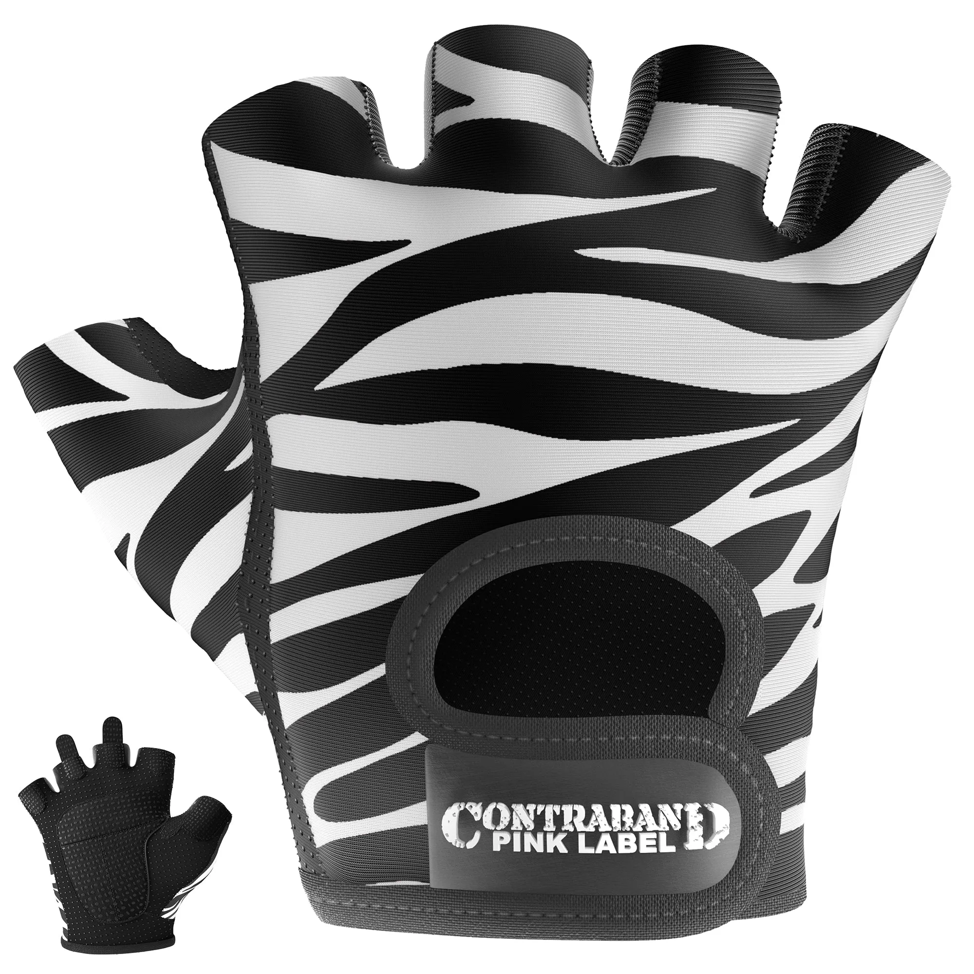 Contraband Pink Label 5277 Womens Design Series Zebra Print Lifting Gloves