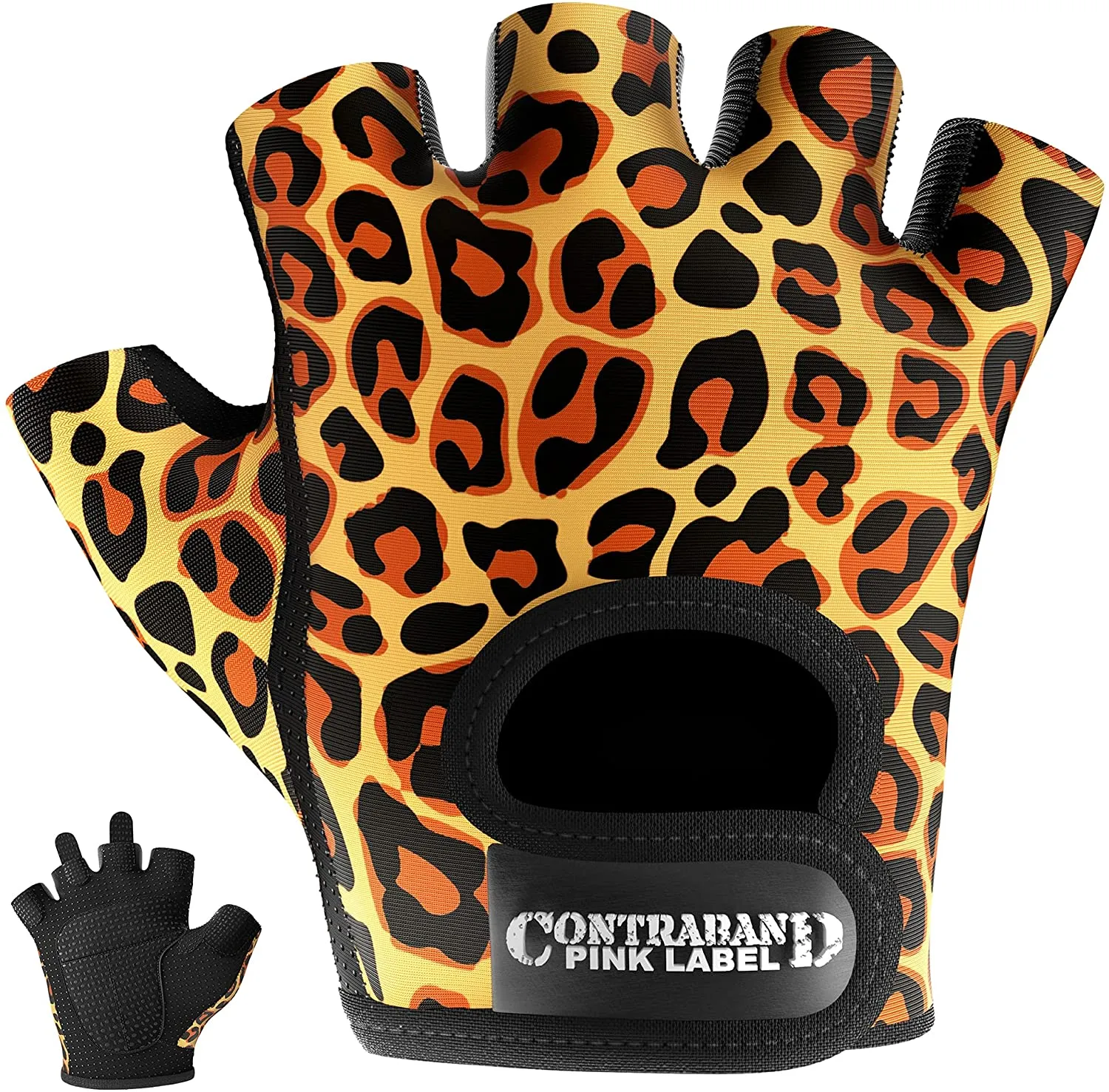 Contraband Pink Label 5297 Womens Design Series Leopard Print Lifting Gloves (Pair)