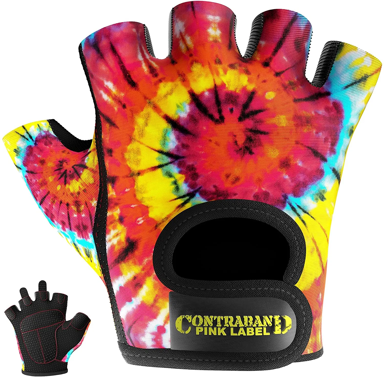 Contraband Pink Label 5347 Womens Design Series Spiral Tie Dye Print Lifting & Rowing Gloves w/ Grip-Lock™ Padding (Pair)