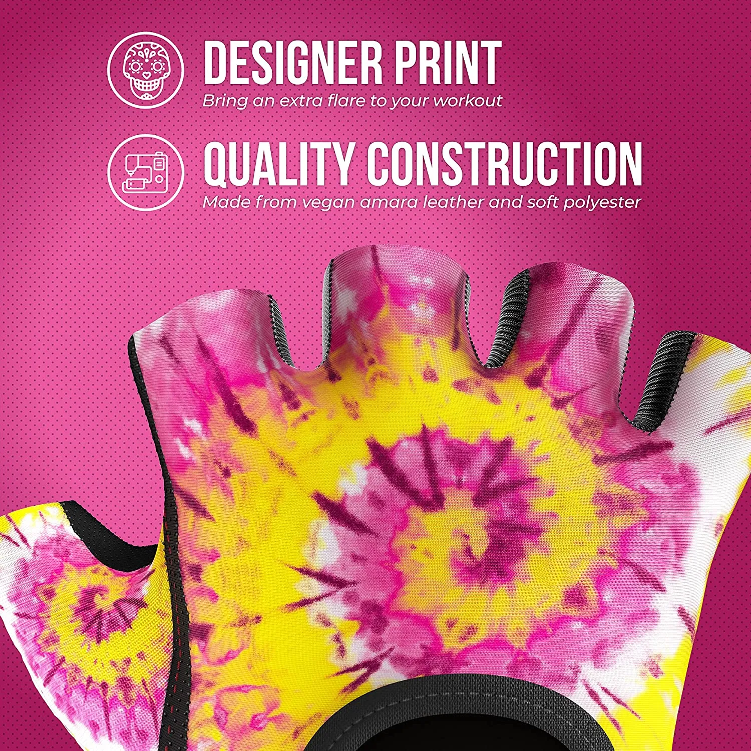 Contraband Pink Label 5347 Womens Design Series Spiral Tie Dye Print Lifting & Rowing Gloves w/ Grip-Lock™ Padding (Pair)