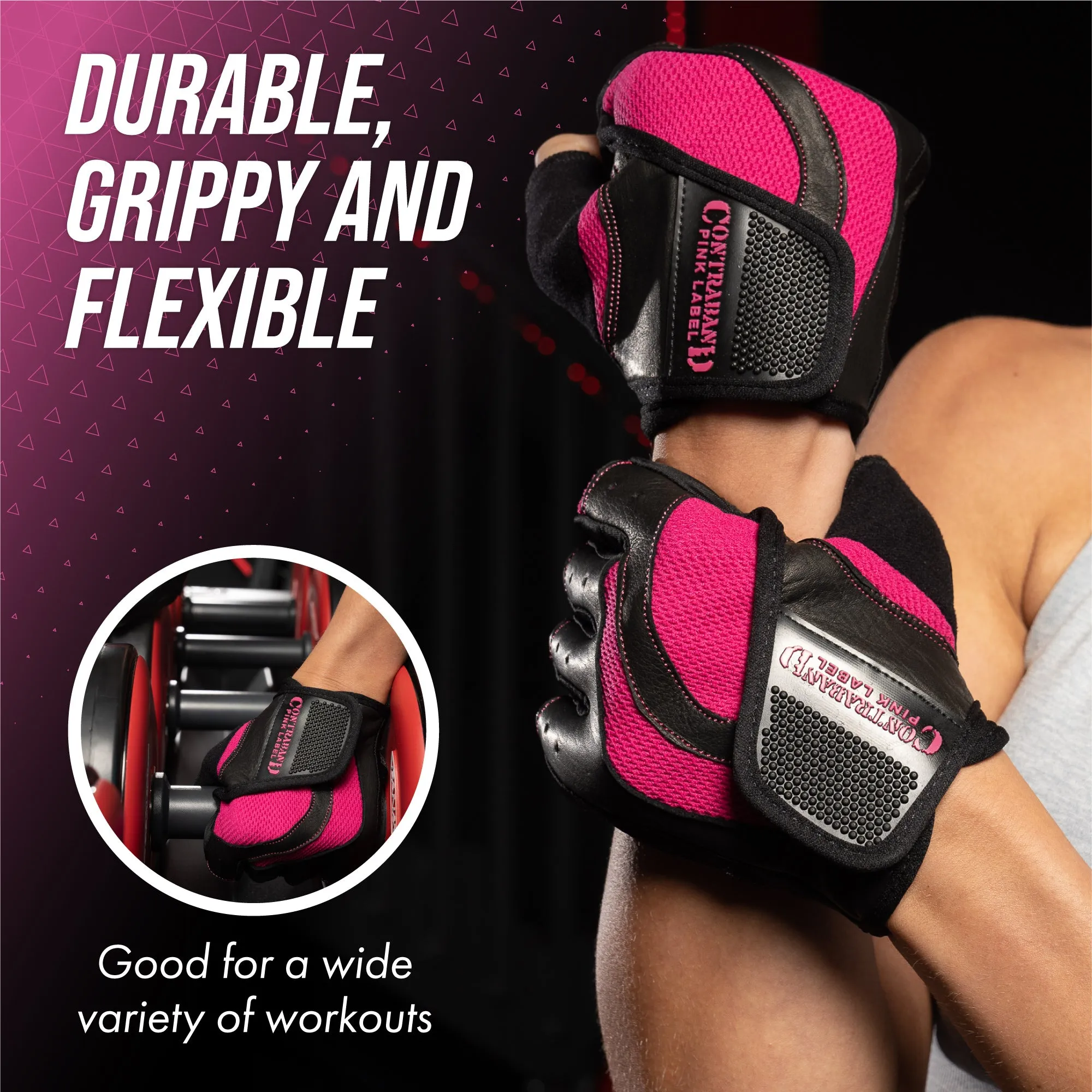 Contraband Pink Label 5437 Womens Extreme Grip Weight Lifting Gloves w/Heavy Rubber Padded Palm