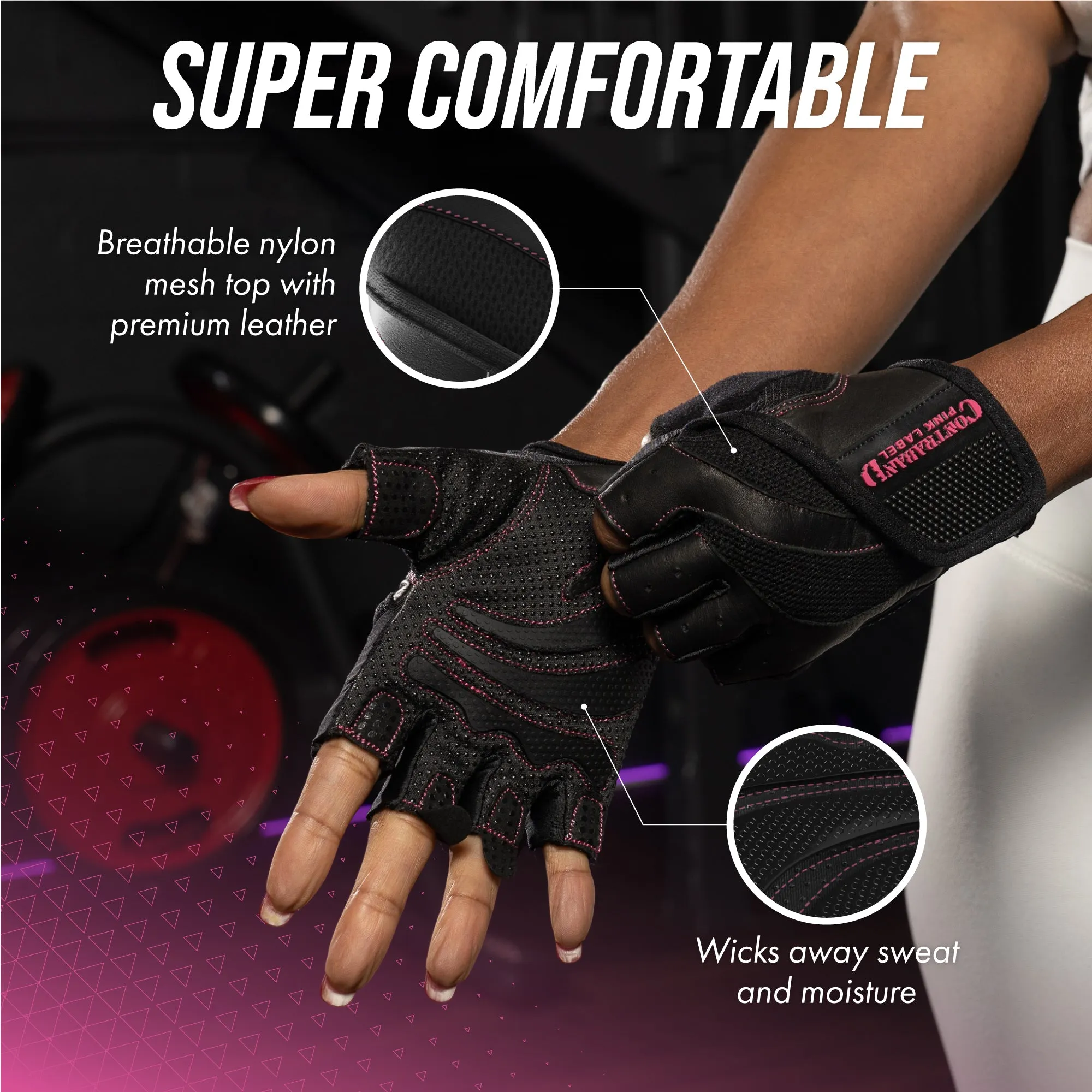 Contraband Pink Label 5437 Womens Extreme Grip Weight Lifting Gloves w/Heavy Rubber Padded Palm