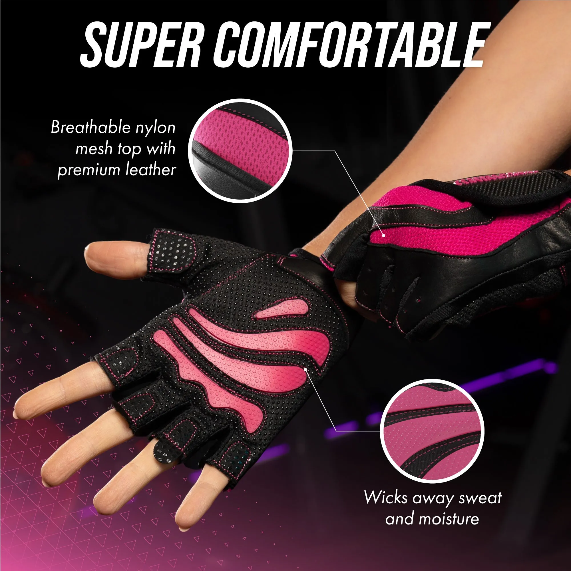 Contraband Pink Label 5437 Womens Extreme Grip Weight Lifting Gloves w/Heavy Rubber Padded Palm