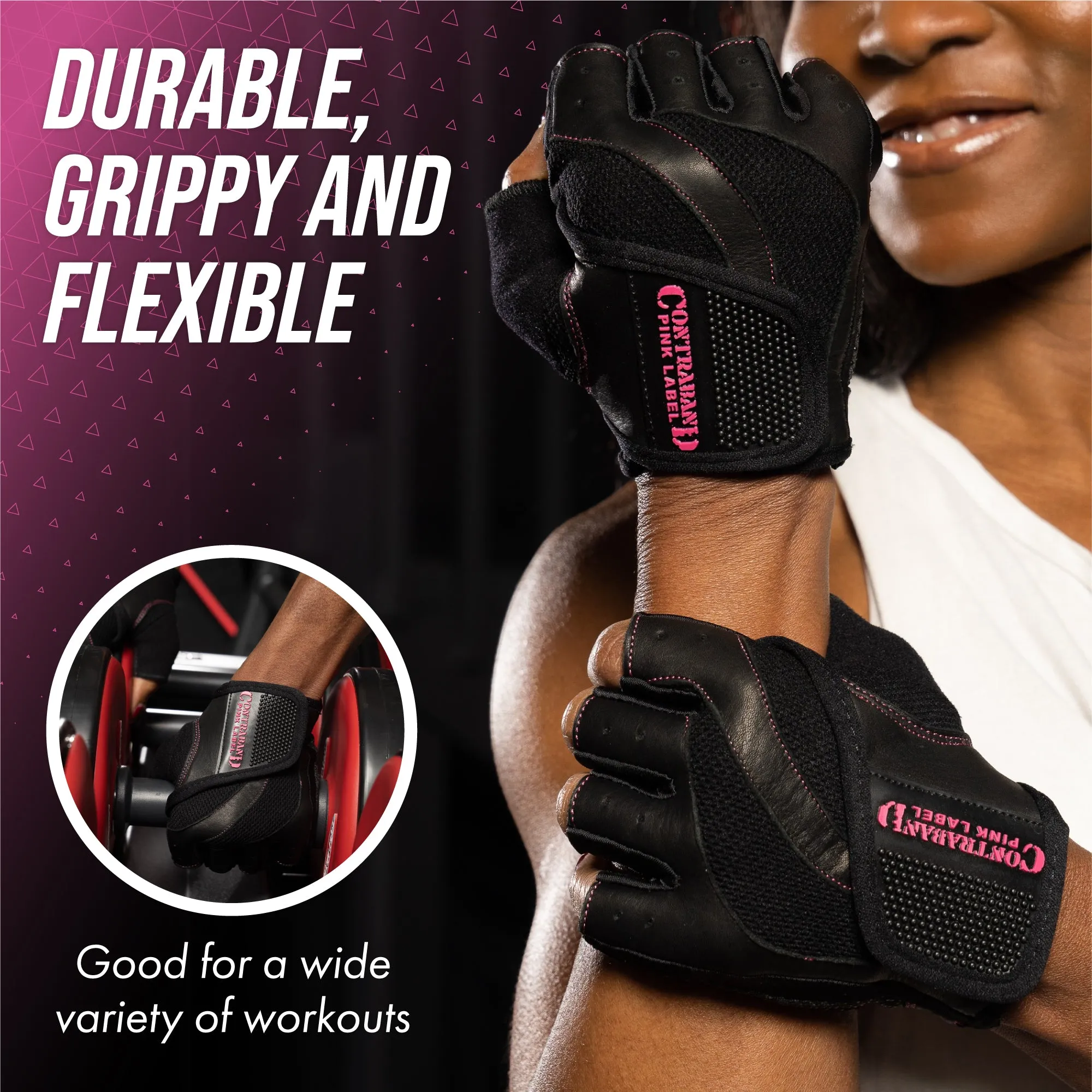 Contraband Pink Label 5437 Womens Extreme Grip Weight Lifting Gloves w/Heavy Rubber Padded Palm